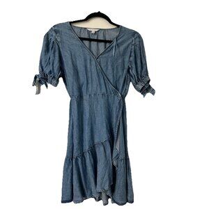 Lauren Conrad 100% Lyocell‎ Blue Denim Casual Summer Shirt Wrap Dress Size XS